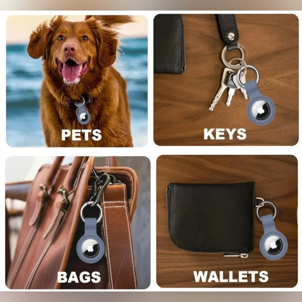 Lavender Gray Keychain Air Tag Holder